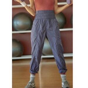 Free People Movement High Smocked Waist The Way Home Jogger Pants | Purple | XS